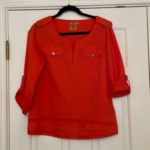 Tory Burch Orange Tunic w/ Convertible Sleeves